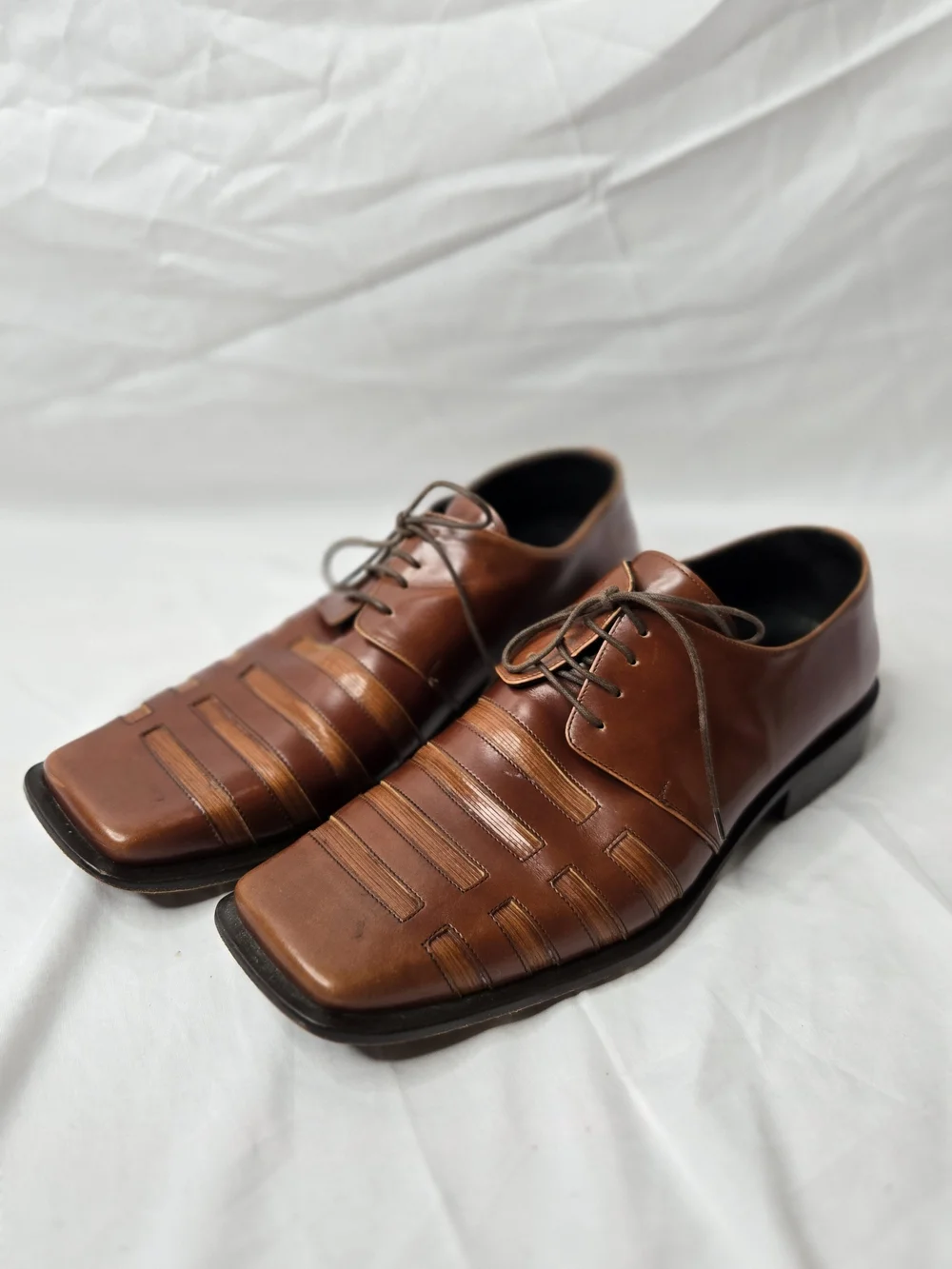 Olivier Made in Italy Men's Brown Leather Dress Shoes Size 10.5 Lace Up